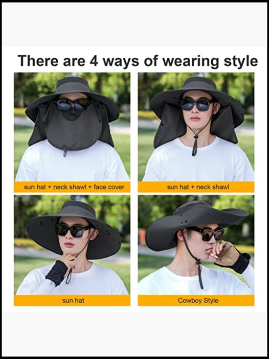 Wide Brim Sun Hat with Detachable Neck Flap UV Protection Fishing Hiking main image 5
